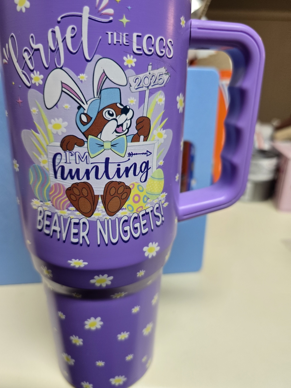 Bucees Purple Easter Beaver Graphic Travel Mug